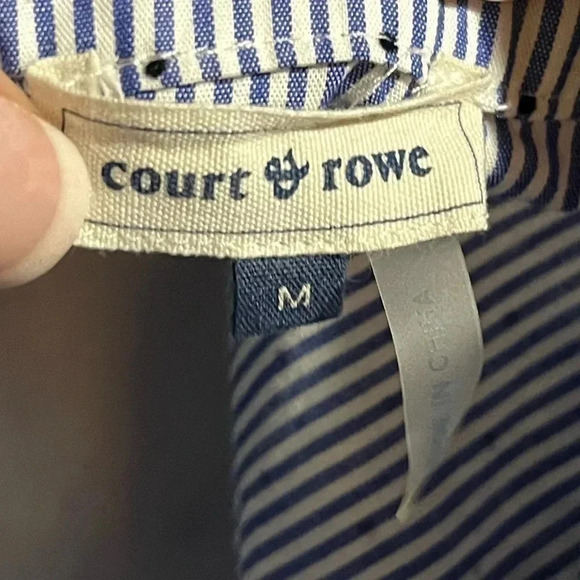 Court & Rowe Flocked Dot Pinstripe Short sleeve Cotton Blouse M - Picture 4 of 5